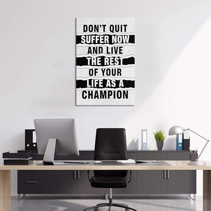 Canvas Trend Life As A Champion Motivational Wall Art for Office Workplace Wall Decor Inspirational Quotes Suffer Now Artwork Wooden Framed Ready to Hang-24x36 inch