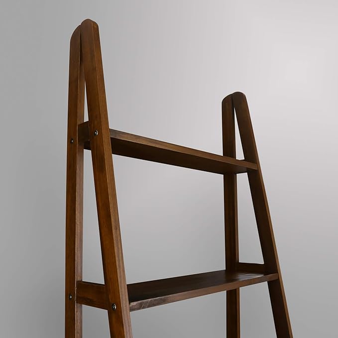 Casual Home 100% Solid Wood 5-Shelf Ladder Bookcase, Standard, 72"H, Warm Brown
