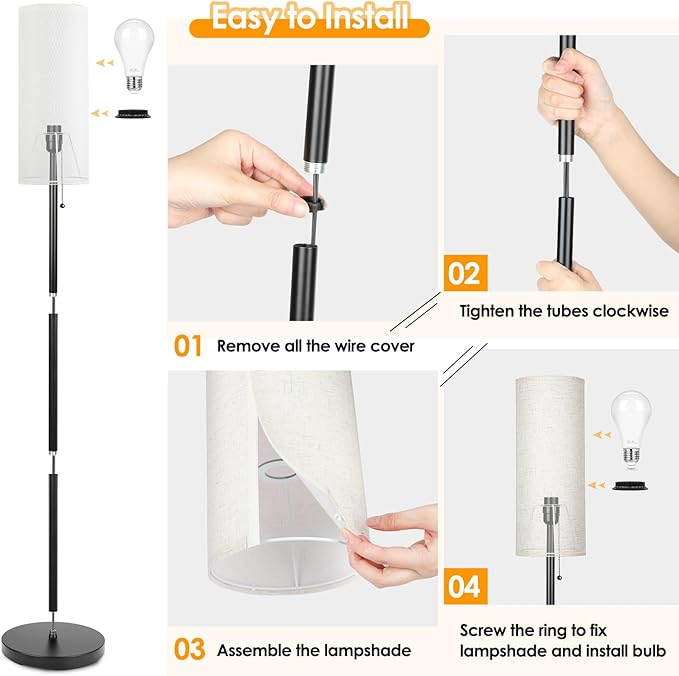 Floor Lamp for Living Room, 3 Color Temperature Modern Standing Lamps, Minimalist Floor Lights for Bedroom, Office, Reading, White