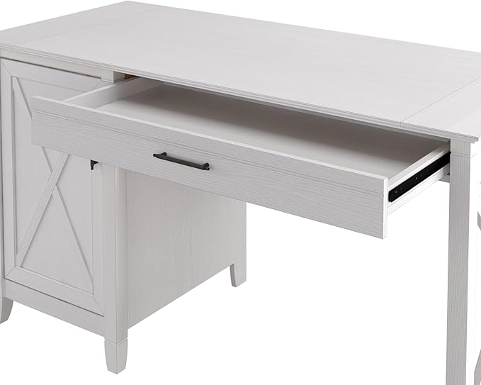 Bush Home Key West Computer Desk with Storage | Farmhouse PC Table for Home Office in Pure White Oak | 54W x 24D