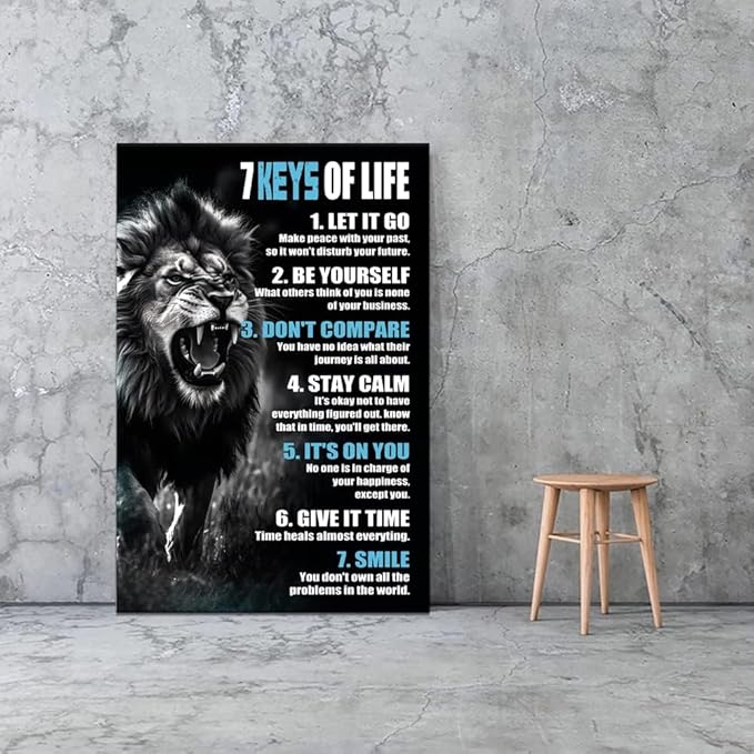 Yatsen Bridge Inspirational Canvas Wall Art Canvas Print Painting Black and White Pictures Lion Wall Decor Artwork Classroom Home Office Decor Wooden Framed Ready to Hang -24''Wx36''H