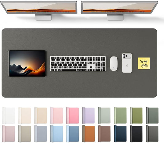 YSAGi Leather Desk Pad Protector, Office Desk Mat, Large Mouse Pad, Non-Slip PU Leather Desk Blotter, Laptop Desk Pad, Waterproof Desk Writing Pad for Office and Home (Dark Grey, 47" x 17")