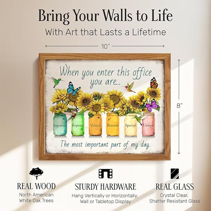 Inspirational Office Wall Art & Decor FRAMED - Motivational Posters - Positive Quotes Wall Decor - Home Office Decoration - Teamwork Art - Inspirational Gifts - Entrepreneur Gifts - 8x10 Picture Sign