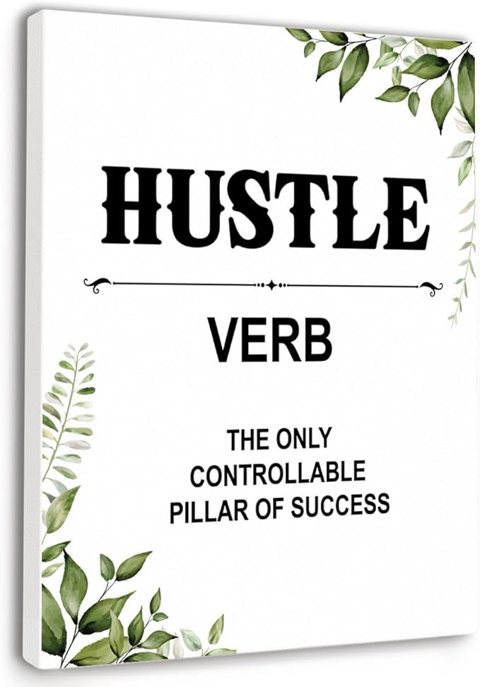 Gwisml Hustle Definition Wall Decor,Inspirational Quotes Canvas Frame Paintings For Office Home Workplace Wall Art Decor