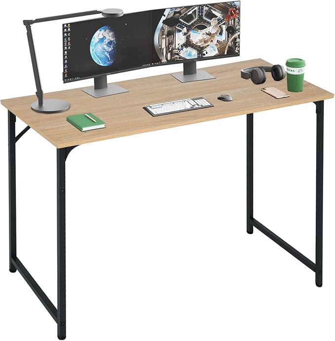 BestOffice 39 inch Computer Desk Home Office Desk Writing Study Table Modern Simple Style PC Desk with Metal Frame Gaming Desk Workstation for Small Space，Nature