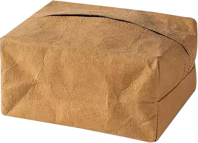 Stylish Tissue Box Kraft Paper Towel Box Square Tissue Box and Creative Tissue Holder for Vanity Countertop Bedroom Décor Office Gift Bar Modern Tissue Box (Color : Beige, Size : Large) (Beige Large)