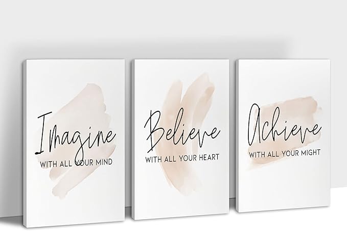 SHMAO Office Canvas Wall Art Motivational Wall Decor, 3 Piece Modern Positive Quotes Print Pictures for Office Wall Decor Women Inspirational Framed Artwork Home Office Decor 24”x36”x3 Panels