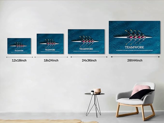 Inspirational Canvas Wall Art Inspiration Motivation Painting Motivational Quotes Modern Success Teamwork Posters Prints Artwork Living Room Home Office Decorations Framed Ready to Hang (28”Hx44”W)