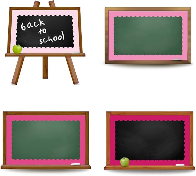 Whaline 65.6ft Valentine's Day Bulletin Board Borders 4 Rolls Pink Series Die-Cut Bulletin Board Strips Colorful Rolled Trim Stickers for School Classroom Office Chalkboard Decoration