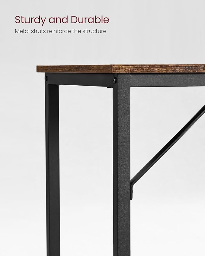 VASAGLE Computer Desk, Office Work Desk, 39.4 x 19.7 x 29.9 Inches, for Study, Bedroom, Home Office, Living Room, Rustic Brown and Ink Black ULWD41X