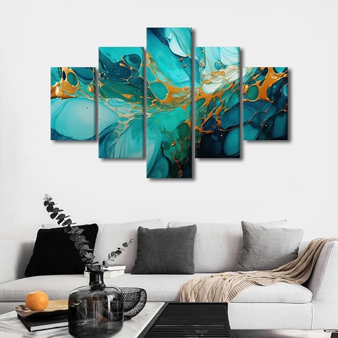 5 Panel Canvas Wall Art Decor for Home Modern Living Room Wall Art Abstract Colorful Art Poster Prints on Canvas for Minimalist Enthusiasts Bedroom Office Wall Decor Stretched Ready to Hang 60x40 in