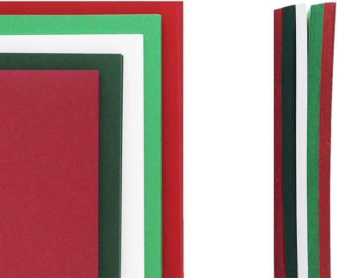 PA Paper Accents Stash Pack Cardstock Pack 12" x 12" Christmas colored cardstock paper for card making, scrapbooking, printing, quilling and crafts, 65lb., 40 pieces