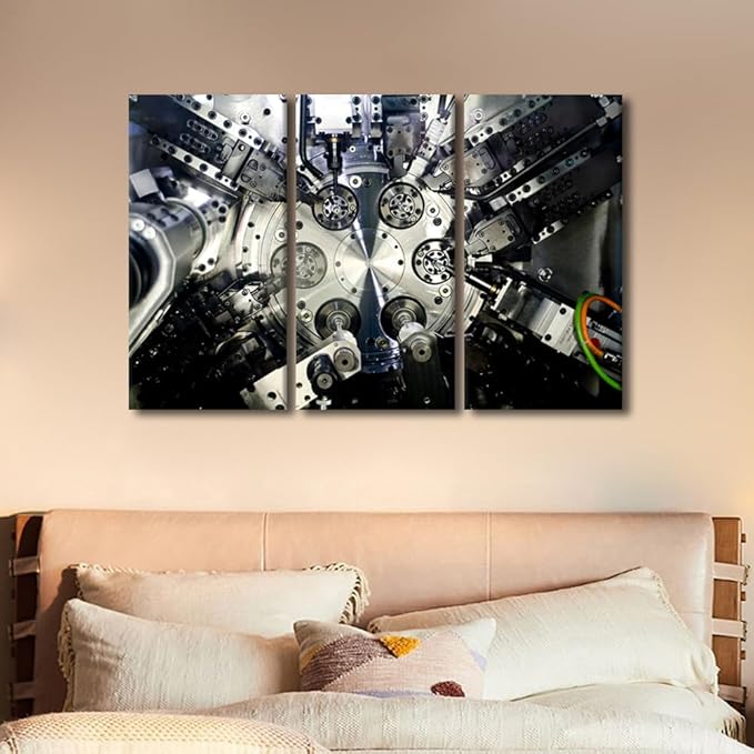 Machine Tools Wall Art CNC Machine Tool Art Prints Canvas Painting Wall Art Framed Art Wall Decor Office Living Room Wall Decor Artwork for Home Walls Modern Home Decoration, 42x28 Inch