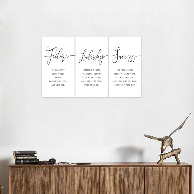 3 Piece Inspirational Canvas Wall Art, Quotes Motivational Mindset Print Pictures for Office Wall Decor, Triptych Entrepreneur Poster Framed Artwork for Women Men Home Decor Ready to Hang (36"Wx18" H)