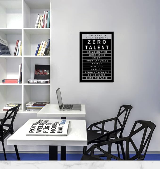 WYJZDZQ8 Inspirational Posters Motivational Canvas Wall Art Ten Things That Require Zero Talent Print Artwork Picture Modern School Home Office Wall Decoration Frame Ready to Hang[24" W x 36" H]