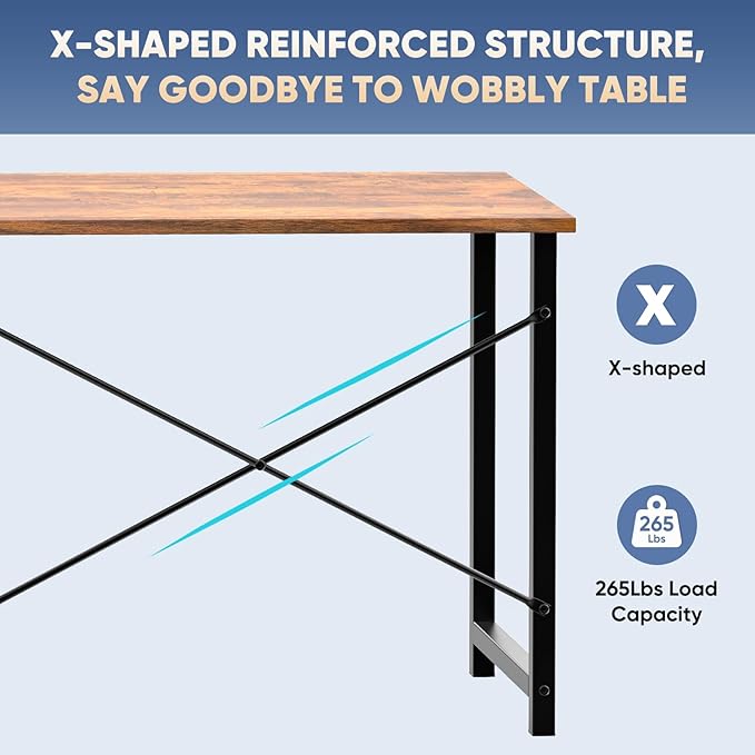 DUMOS Compact 32-Inch Small Computer Office Desk for Home or Bedroom, Modern Minimalist Writing and Study Work Table, Wood