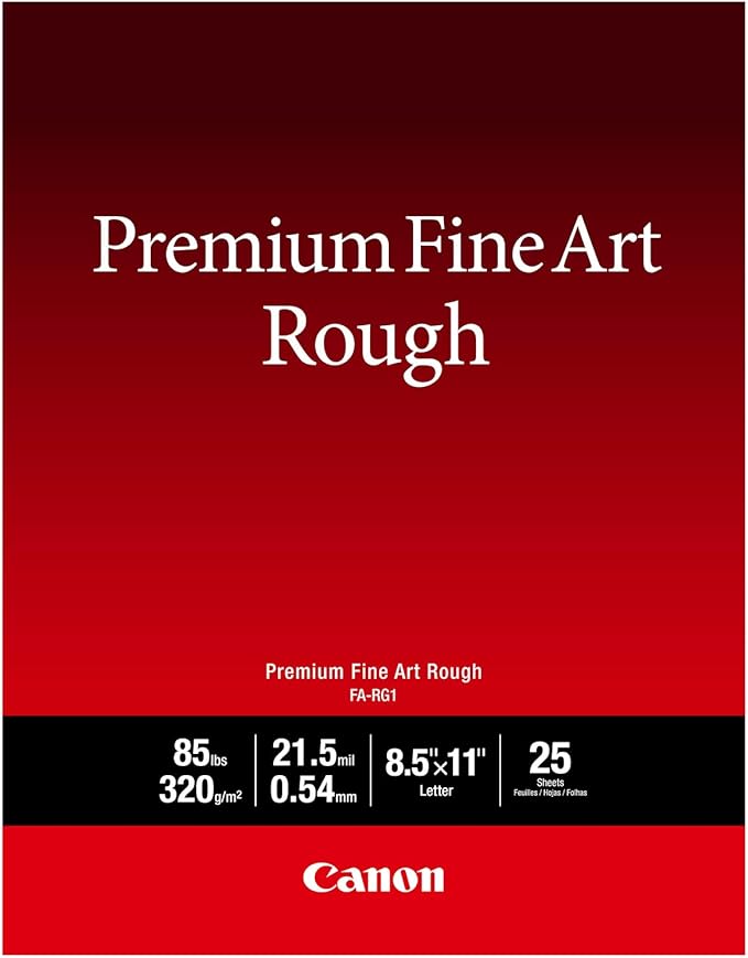 Canon Premium Fine Art Rough Paper (FA-RG1), 8.5' X 11', 25 Sheets (4562C002)