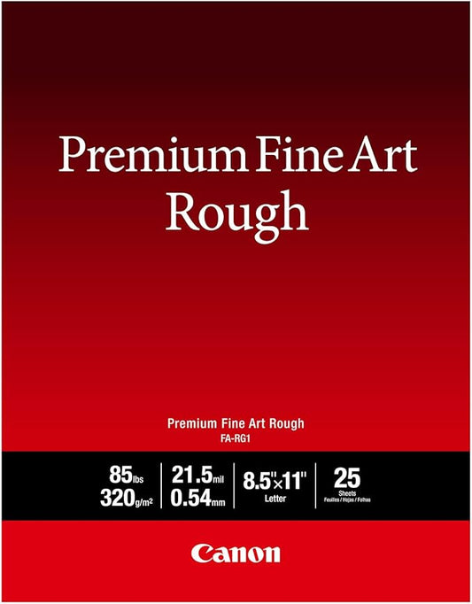 Canon Premium Fine Art Rough Paper (FA-RG1), 8.5' X 11', 25 Sheets (4562C002)
