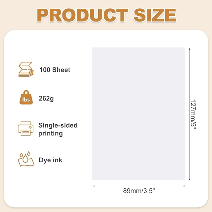 MECCANIXITY 100 Sheets Glossy Photo Paper, 3.5x5 Inches Picture Paper 240gsm Glossy Card Stock for Inkjet Printing Printer,Making Pictures Greeting Card Printing