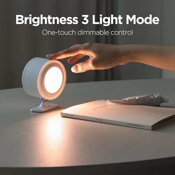 mooas Dual Cordless LED Desk Stand USB-C Rechargeable, Magnetic Flicker-Free LED Desk Lamp, 3 Brightness Levels Touch Control 360° Adjustable, Wall-Mounted Task Light for Reading Home Office Study