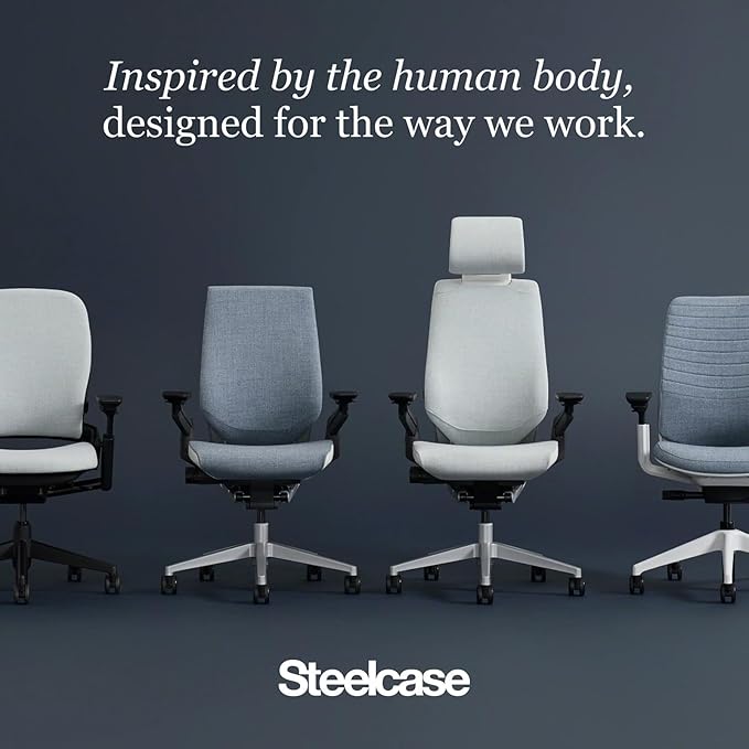 Steelcase Series 1 Office Chair - Ergonomic Work Chair with Wheels for Carpet - Helps Support Productivity - Weight-Activated Controls, Back & Arm Support - Easy Assembly - Concord