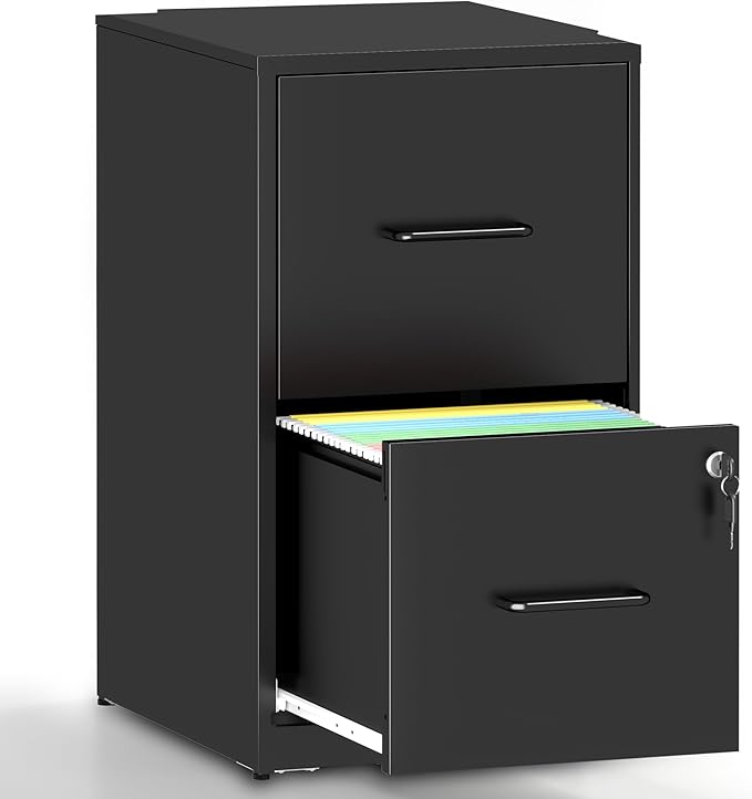 2 Drawer File Cabinet with Lock,Metal Filing Cabinets for Home Office,Steel Vertical File Cabinet,Heavy Duty Metal Storage Cabinet for Letter Size Files,Assembly Required