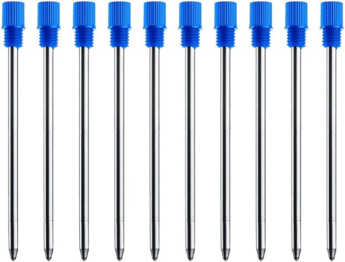 Blue Ink Refills (10 Pcs), Replaceable Pen Refills, 2.75 inch (70 mm) Ballpoint Pens Refills, 1.0mm Medium Tips - Blue