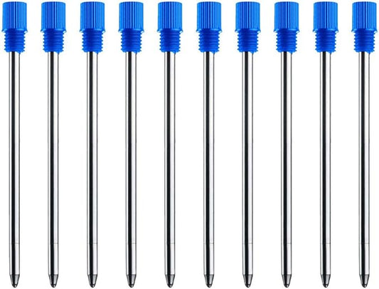 Blue Ink Refills (10 Pcs), Replaceable Pen Refills, 2.75 inch (70 mm) Ballpoint Pens Refills, 1.0mm Medium Tips - Blue