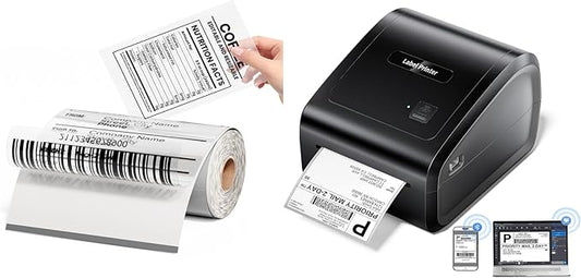 D550 Pro Bluetooth Thermal Label Printer&100Pcs Transparent Thermal Labels 4x6,Wireless Thermal Labels Printers for Small Business,Office, Home,Support Bluetooth/Ethernet/USB