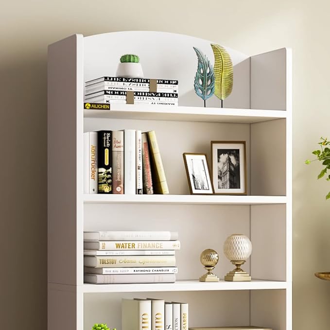 5 Tier Shelf Bookcase,47" Tall Bookshelf Display Storage Shelves,Freestanding Book Shelves for Bedroom Home Office Library Living Room,White