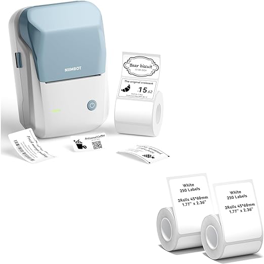 NIIMBOT B1 Label Maker with Tapes,2 Inch Portable Thermal Label Printer for Home Office School Small Business, Address, Clothing, Crafts, Retail,Support Smartphones & PC