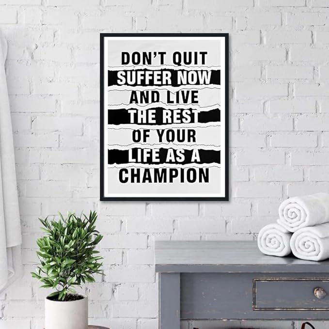 Inspirational Framed Wall Art Black and White Text Motivational Posters Wall Decor Canvas Print Artwork Suitable for Office Classroom Living Room Decor Ready to Hang 12X16inch