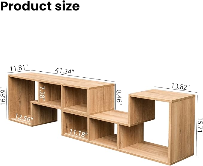 Recaceik Cube Bookshelf 2 Shelf Bookcase L-Shaped TV Console Stand Modern Entertainment Center with Open Storage Shelves for CDs/Movies/Books for Living Room, Bedroom, Home Office (Oak)