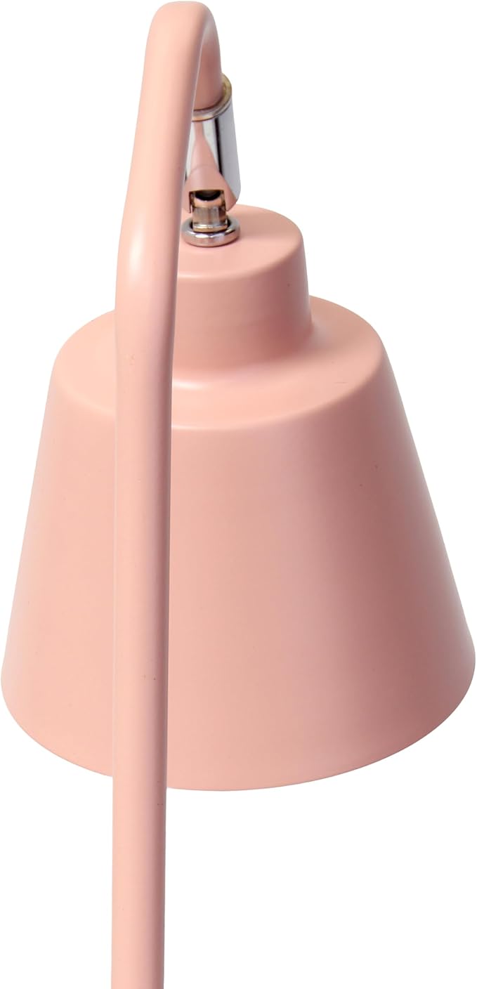 Simple Designs LD1077-BPK 16" Sleek Essentials Adjustable Metal Desk Task Lamp, for Office, Desk, Nightstand, Dorm, Blush Pink