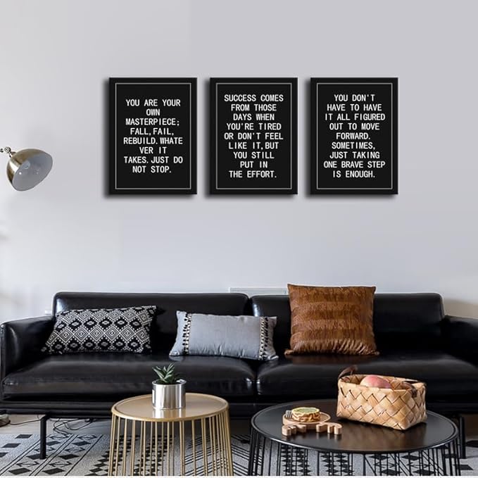 Motivational Painting Wall Art 3 Pieces Canvas Print Office Wall Decor Just Do Not Stop Poster Inspiring Framed Inspirational Quotes Wall Art Modern Home Decoration Ready to Hang[36''Wx 16''H]