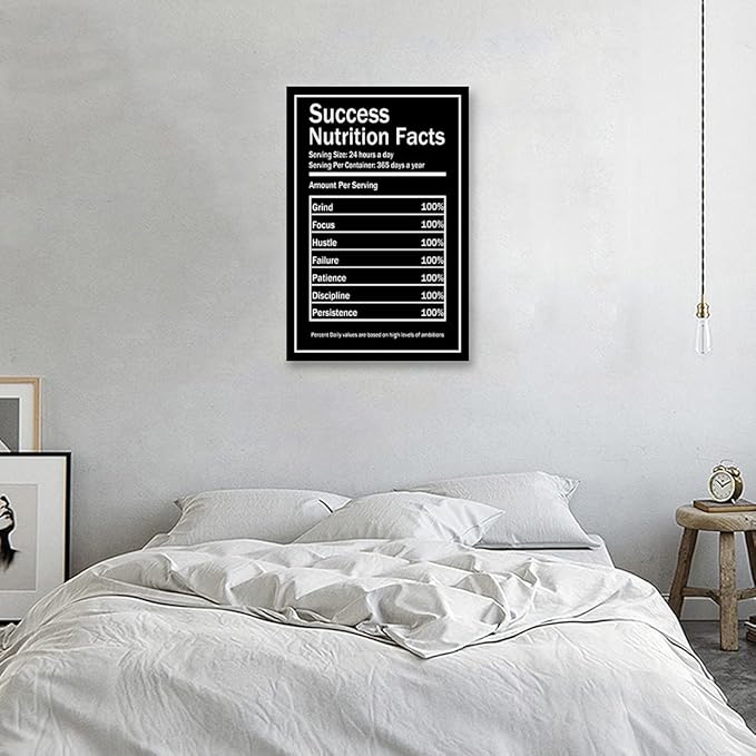 Inspirational Entrepreneur Quotes Canvas Wall Art Poster Success Nutrition Facts Modern Inspiring Printmaking Office Decoration Painting Classroom Training Room Ready to Hang[24''W x 36''H]