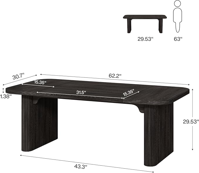 Tribesigns 62-Inch Modern Executive Desk, Wood Office Desk, Large Aesthetic Computer Desk with Double Pedestal, Workstation for Home Office (Black)