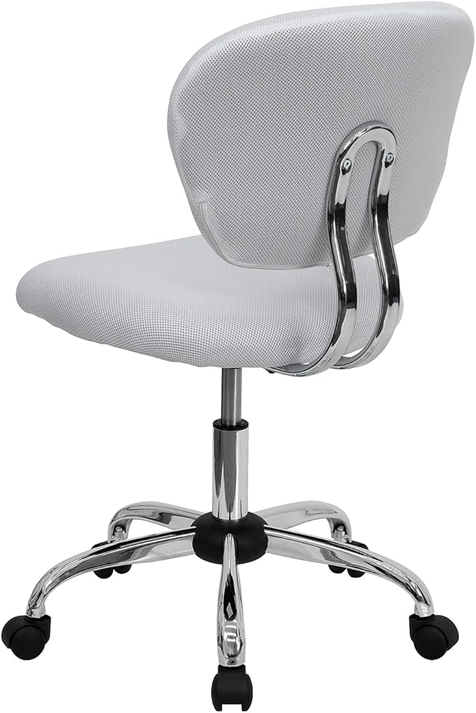 Flash Furniture Beverly Mid-Back White Mesh Padded Swivel Task Office Chair with Chrome Base