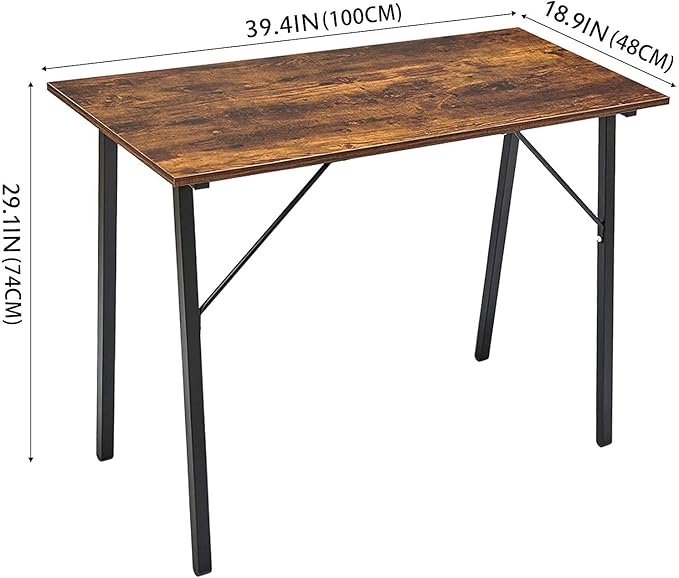 Coavas Computer Desk 40" Small Student School Writing Desk, Easy Assembly Study Writing Table Home Office Desk Modern Simple Style PC Desk for Small Space, Study Kids Black Desk, Metal Frame