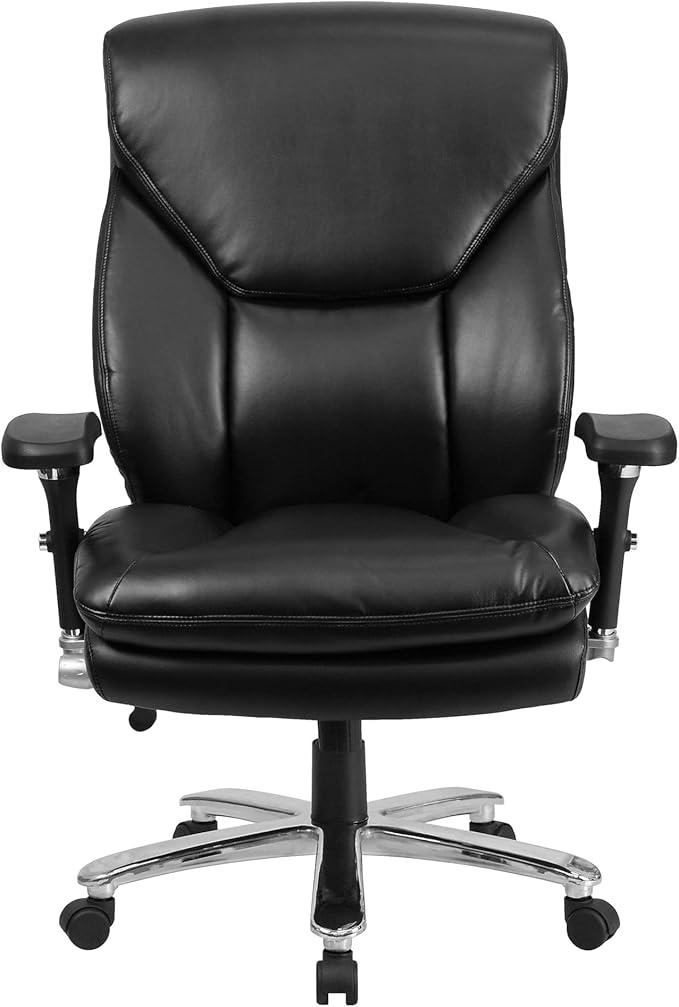 Flash Furniture HERCULES Series 24/7 Intensive Use Big & Tall 400 lb. Rated Black LeatherSoft Ergonomic Office Chair with Lumbar Knob