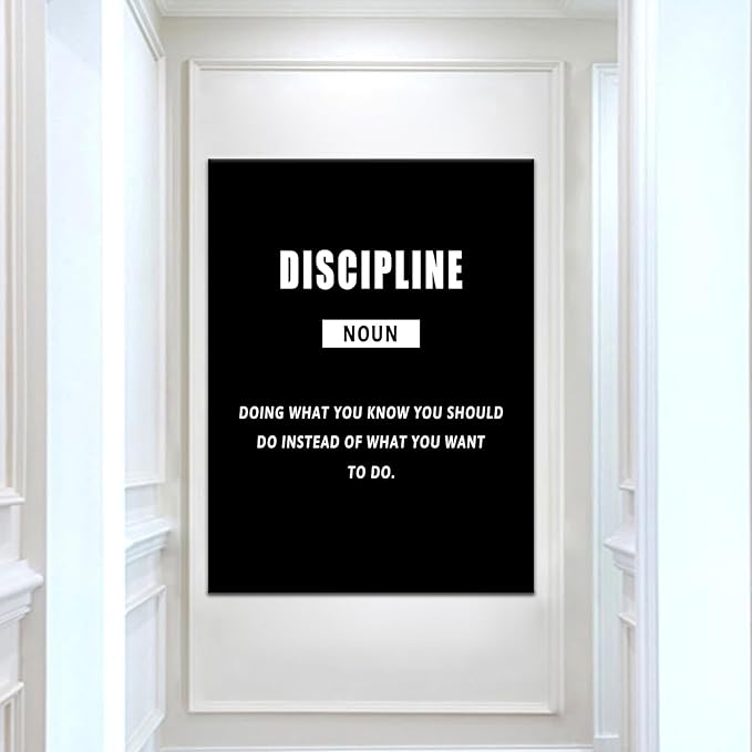 Motivational Canvas Office Print Wall Art Discipline Inspirational Picture Poster Painting Modern Inspiring Artwork for Home Living Room Decoration Stretched and Framed [30''Wx 40''H]