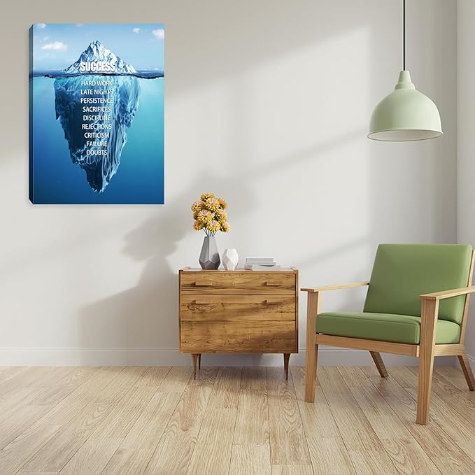 Motivational Wall Decor Inspirational Poster Canvas Wall Decor Art Inspiring Ofiice Decor Home Wall Decoration Pictures for Bedroom Living Room Wall Paintings Framed Art work 12"x16"