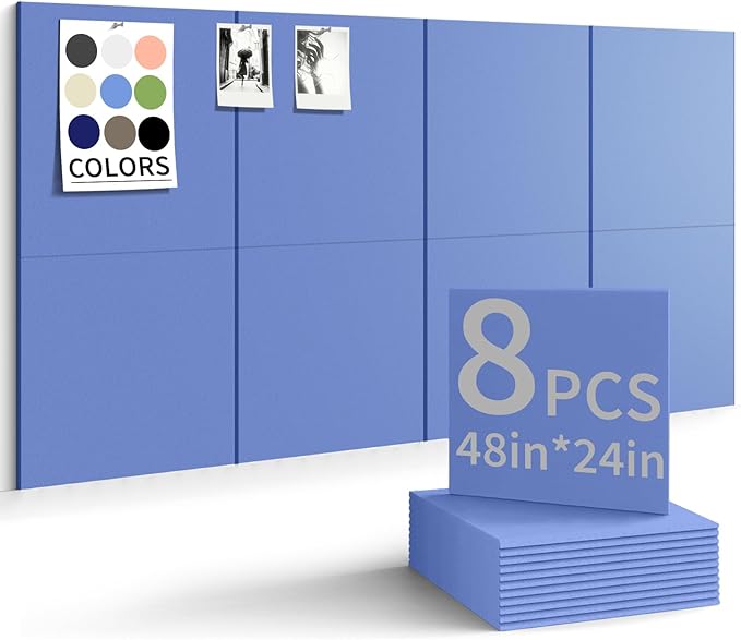 Large Bulletin Board 48"x 24" Cork Boards for Walls, 12 Pack Felt Wall Panels Photo Board, Cork Board for Office Home Pin Board