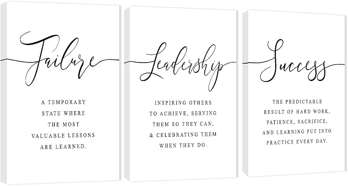 3 Piece Inspirational Canvas Wall Art, Quotes Motivational Mindset Print Pictures for Office Wall Decor, Triptych Entrepreneur Poster Framed Artwork for Women Men Home Decor Ready to Hang (36"Wx24" H)