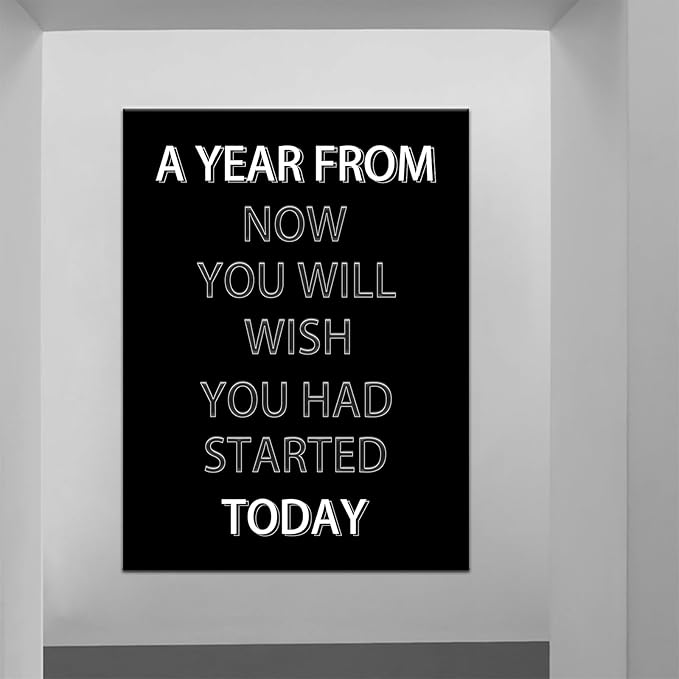 Motivational Canvas Wall Art Positive Artwork Painting Inspirational Entrepreneur Quote Poster Print for Home Living Room Bedroom Wall Decor Posters Prints Wooden Framed [30''Wx 40''H]