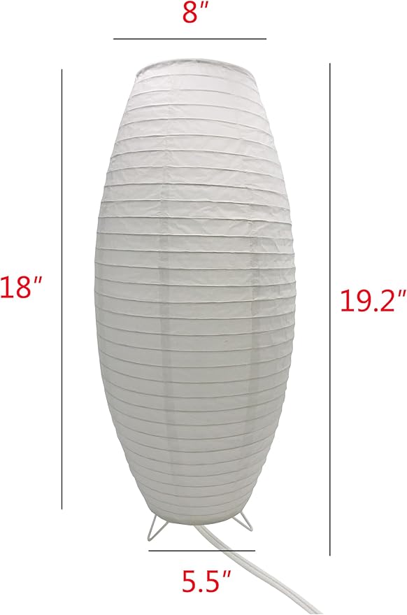 Paper Lamp Desk Lantern Table Lamps Rice Paper Bedside Nightstand Portable Small Light for Living Room Bedroom (1, 19.2"x8.5"x8.5")