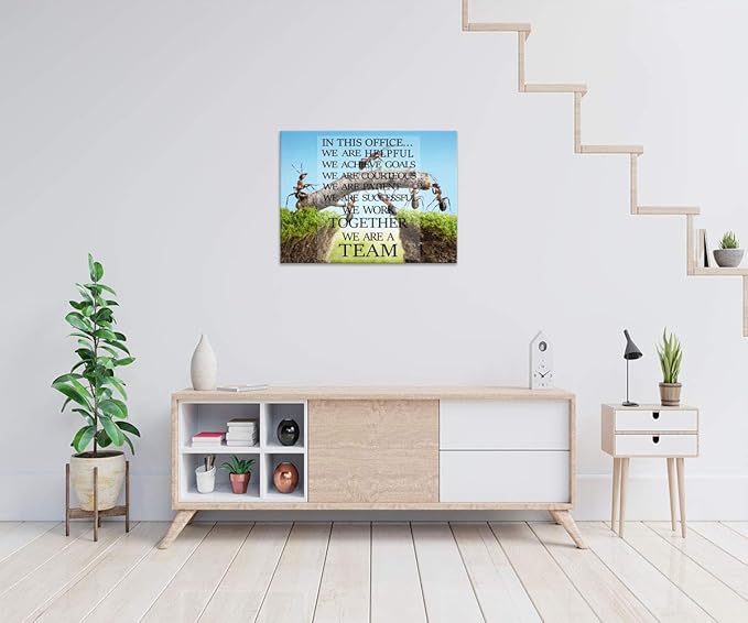 Modern Inspirational Wall Art Ants Constructing Bridge Motivational Posters Entrepreneur Office Wall Decor for Home Office Decor - 18''Wx24''H