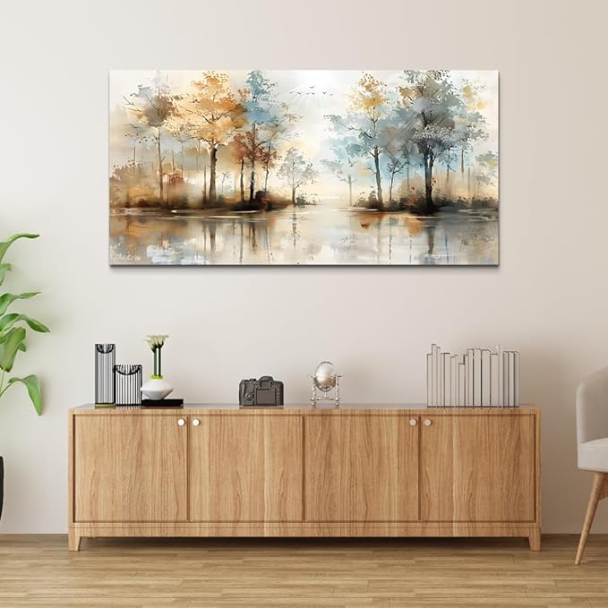 Lapremoly Boho Wall Decor For Living Room Framed Wall Art for Bedroom Abstract Tree Painting Wall Artworks Hang Pictures For Office Decoration Canvas Prints Room Home Decorations Posters 24"X48"