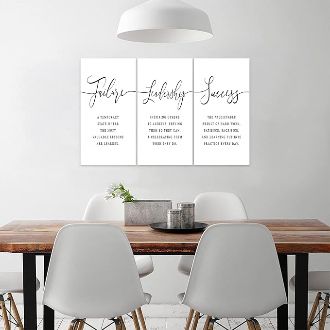 3 Piece Inspirational Canvas Wall Art, Quotes Motivational Mindset Print Pictures for Office Wall Decor, Triptych Entrepreneur Poster Framed Artwork for Women Men Home Decor Ready to Hang (36"Wx24" H)