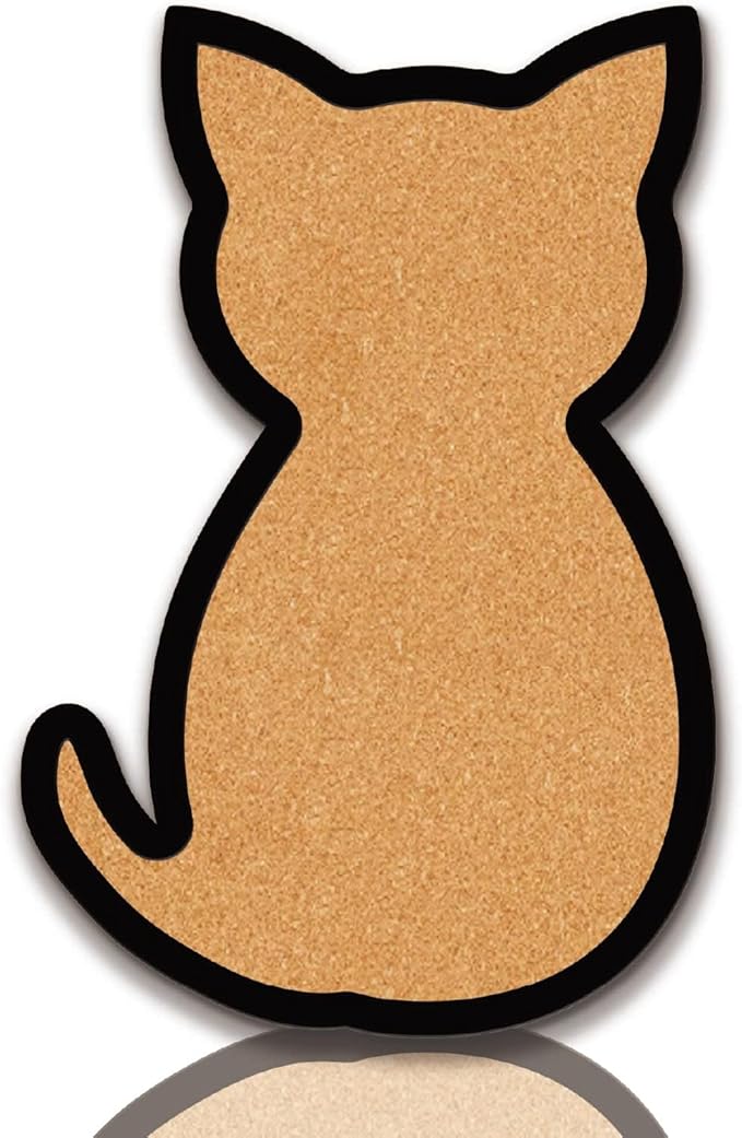 CRASPIRE Cat Pin Cork Board 11.8 X 7.9 Inch Wall Mounted Framed Bulletin Display Boards Badge Wooden Decorative Memory Memo Brooch Lapel Pins Holder Storage for Home Office Classroom Decoration